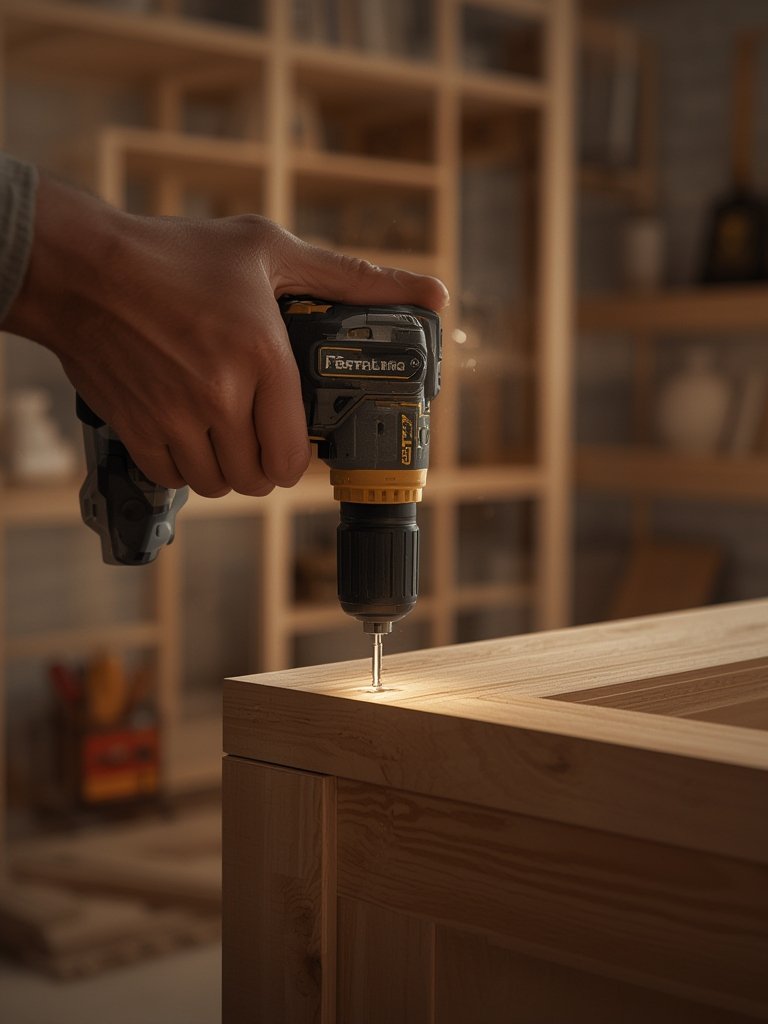 cordless drill in action